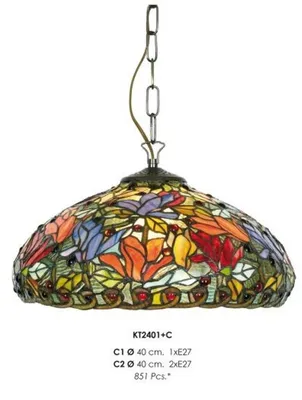 Produktbild von Casa Padrino Tiffany Pendelleuchte im Barockstil, Buntglas, Durchmesser 40 cm, 1-flammig
