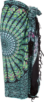Produktbild von Bali Sarong, Wandtuch, Wickelrock, Mandala Pareo - Schwarz, Uni, Viskose, 160*115*0,5 cm, Sarongs & Tücher
