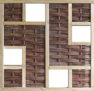 Produktbild von Alpholz Nabil-3D Weidengeflechtzaun Element mit 4 Fenster aus Holz