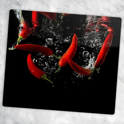 Produktbild von Glas-Herdabdeckplatten Glaskeramikkochfeld-Abdeckung Spritzschutz Glas 60 cm x 52 cm - Pfeffer Gemüse