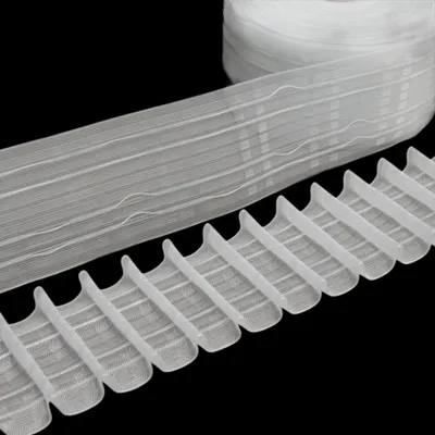 Produktbild von Gardinenband 10m Bleistiftfalte Multitaschenband Transparent-80mm 1:2.0 Kräuselband Faltenban