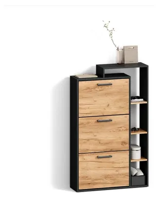 Produktbild von Schuhkipper Ortello, Goldkraft Eiche/Anthrazit, 80 x 128.3 cm mit 3 Fächern