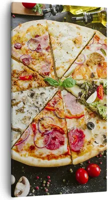 Produktbild von Bild auf Leinwand - Leinwandbild - Pizza Käse Tomaten - 55x100cm - Wand Bild - Wanddeko - Leinwanddruck - Bilder - Kunstdruck - Wanddekoration - Leinwand bilder - Wandkunst - PA55x100-4118