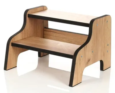 Produktbild von Kids Helper Tritthocker Eiche Schwarz Kindertreppe Bad Montessori Kindermöbel MDF