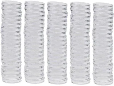 Zdjęcie produktu dla Pojemnik na monety – kapsułki z tworzywa sztucznego, 100 szt. – Okrągły pojemnik na monety – Ochrona i przechowywanie kolekcji – 22 mm / 0,87 cala