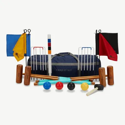 Produktbild von Ubergames - Garten-Krocket-Set - Englisches Gartenspiel - 4 Personen - Hartholzschläger - Plastikbälle - Mit Toolkit