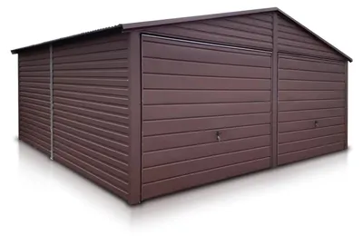 Produktbild von Fertiggarage für zwei Autos 6x5.5m Satteldach Schwingtor Dunkelbraun