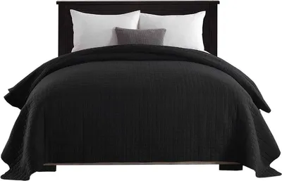 Produktbild von Happyment Luxus Bettüberwurf – Tagesdecke 2 Personen – Schwarz – 240x260 cm – Polyester – Perfektes Weihnachtsgeschenk – Black Friday Edition