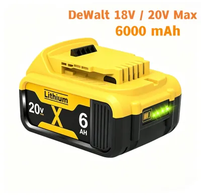 Productafbeelding van DeWalt 18/20 V 6,0 Ah Li-Ion vervangende accu, compatibel met DCB180 DCB181 DCB182 DCB200 DCB201 DCB204 DCB205