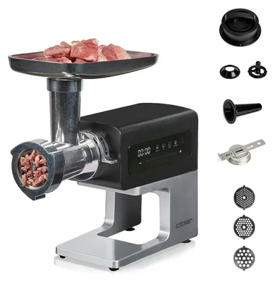 Produktbild von Cloer MG8010 Fleischwolf mit Touch Display & Zubehör, Wurstfüllaufsatz, Kibbeh-Aufsatz, Spritzgebäckaufsatz, 3-in-1 Burgerpresse