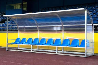 Produktbild von Spielerkabine Champion 5 Meter Sitzschalen blau