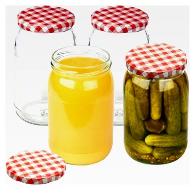 Produktbild von 4er Set Einmachgläser 900 ml mit Etiketten
