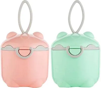 Produktbild von Milchpulverbehälter Rosa Grün BPA-frei feuchtbeständig mit Löffellagerung und Nivellierdesign für unterwegs