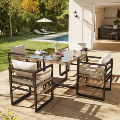 Produktbild von Gartensofa-Set,Gartenmöbel-Set mit 4 Kissen /1 Tisch & 4 Sesseln Terrassenmöbel