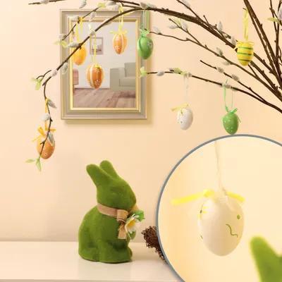 Produktbild von com-four® 36x Ostereier zum Aufhängen 4 cm - Handbemalte Osterdeko in tollen Farben - Deko Ostereier mit schönen Motiven