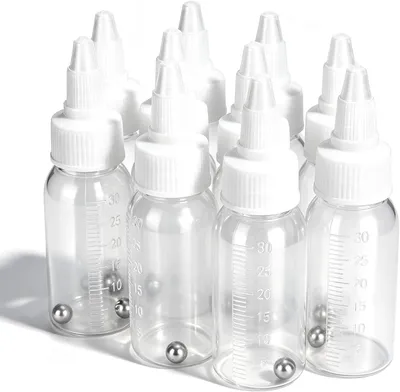 Produktbild von 10 Stück 30 ml leere Farbflaschen mit Skala, Squeeze-Tropfflaschen aus Kunststoff