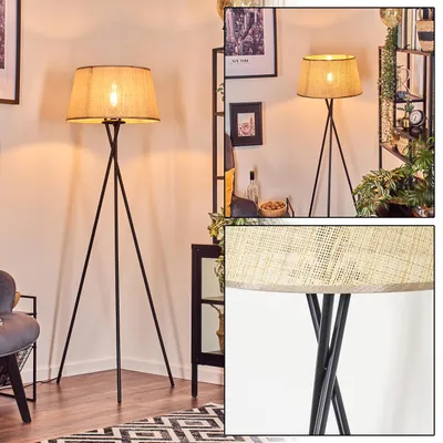 Produktbild von Reggio Stehlampe aus Metall/Papiergeflecht in Schwarz/Beige