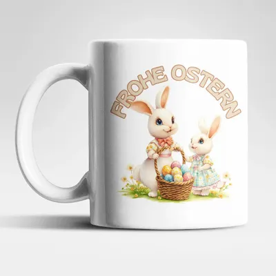 Produktbild von Ostern Hase Ostereier Kaffeetasse Teetasse Tasse Geschenkidee 325 ml – Hase-03