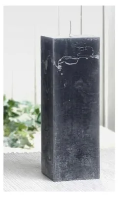 Produktbild von Rustikale Stumpenkerze, quadratisch, 15x5x5 cm, anthrazit-schwarz