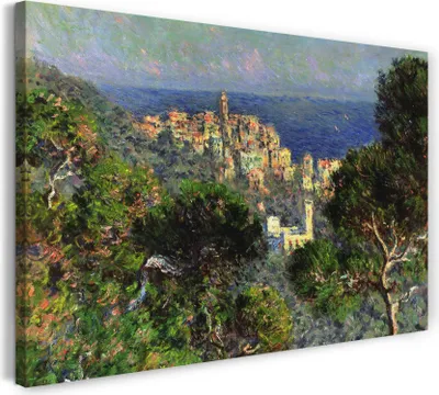 Produktbild von Leinwandbild (100x70cm): Claude Monet - Aussicht von Bordighiera, echter Holz-Keilrahmen inkl. Aufhänger, handgefertigt in Deutschland