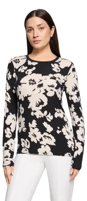 Productafbeelding van Betty Barclay dames basic shirt met geribde boorden, maat 40, zwart/wit