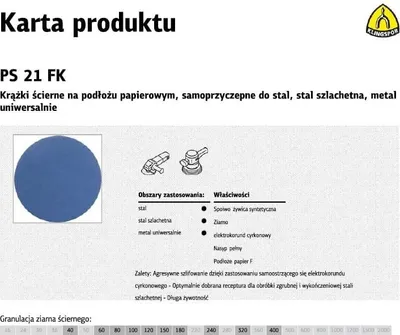 Obrázek produktu pro Klingspor samolepicí brusný kotouč 150mm ps21fk gr.100 /50ks.