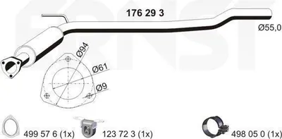 Produktbild von ERNST 176293 Vorschalldämpfer Schalldämpfer für VW Transporter IV Bus (70B, 70C, 7DB, 7DK, 70J, 70K, 7DC, 7DJ) Transporter IV Kastenwagen