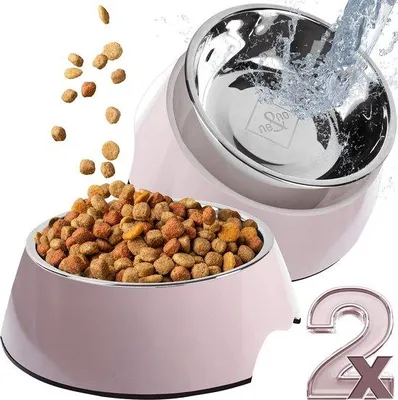 Immagine prodotto di Set di piccole ciotole per animali domestici con 2 contenitori antiscivolo per gatti e cani (S, 170 ml)