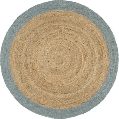 Produktbild von Teppich Handgefertigt Jute mit Olivgrünem Rand 210 cm