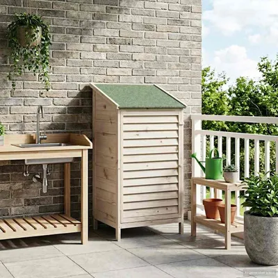 Produktbild von Möbel Gartenschuppen Weiß 59 x 56 x 113,5 cm Massivholz aus Fichte - Geräteschuppen &53537