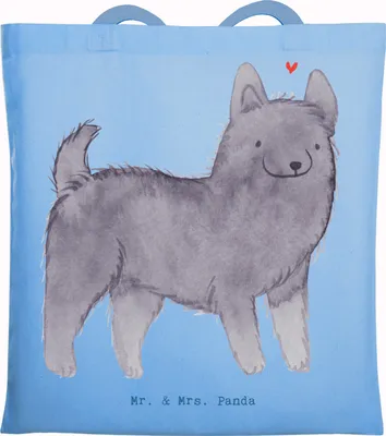 Produktbild von Mr. & Mrs. Panda Einkaufstasche Schipperke Moment - Sky Blue - Geschenk, Tote Bag, Laptoptasche, Belgische Hunderasse, Jutebeutel, Schultasche, Tasche