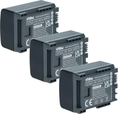 Produktbild von vhbw 3x Akku Ersatz für Canon 2740B002, BP-808 für Videokamera Camcorder (750 mAh, 7,2 V, Li-Ion) + Infochip