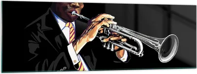 Produktbild von Bilder auf glas - Jazz Musik Musiker - 160x50cm - Glasbilder - Wandbilder - Kunstdruck - zum Aufhängen bereit - Wanddekoration aus Glas - Glas Bilder - Wandbild auf Glas - Einteilig - GAB160x50-3588