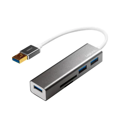Imagen del producto de LogiLink, concentrador USB 3.0 con 3 puertos y lector de tarjetas (caja plegable)