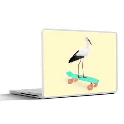 Produktbild von MuchoWow® Laptop Aufkleber Sticker Cover Storch - Tiere - Skateboard - Gelb 40x30 cm - Laptop Dekoration - Selbstklebend