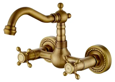 Produktbild von Wandarmatur im Vintage-Stil, 360° drehbar, europäisches Design, minimalistische Kupferausführung für Küche und Waschbecken
