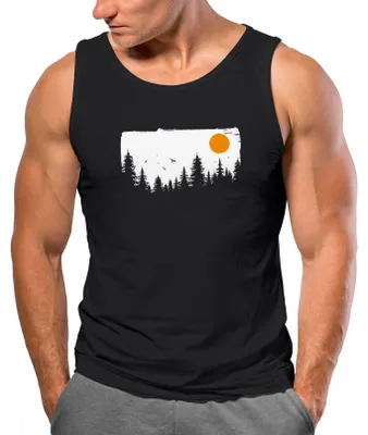 Produktbild von Herren Tank-Top Wald Bäume Outdoor Adventure Abenteuer Natur-Liebhaber Muskelshirt Neverless® schwarz XL
