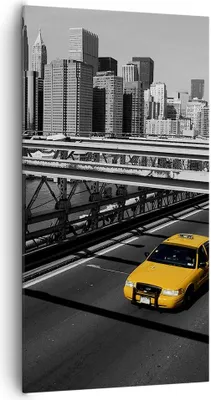 Produktbild von Bild auf Leinwand - Leinwandbild - New York Manhattan Brooklyn Brücke Taxi - 65x120cm - Wand Bild - Wanddeko - Leinwanddruck - Bilder - Kunstdruck - Leinwand bilder - Wandkunst - PA65x120-0417