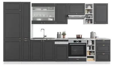 Produktbild von Küchenzeile Vicco Fame-Line Anthrazit-Gold/Weiß 355 cm , AP Anthrazit, Model 49293