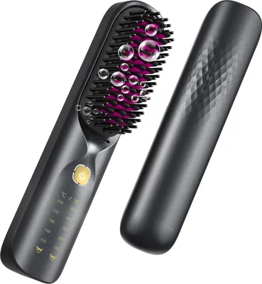 Immagine prodotto di Spazzola cordless per lo styling dei capelli, batteria da 10000mAh, riscaldamento rapido, nero