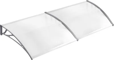 Produktbild von JOIEYOU 300 x 100 cm stříška na vchodové dveře oblouková stříška stříška na vchodové dveře z polykarbonátu a hliníkového rámu pro garáž balkon okno dům - šedá