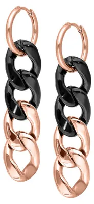 Produktbild von Wildcat Ohrringe - Little Chunky Hoops - Roségold/Schwarz - Chirurgenstahl 316L - wasserfest, langlebig, hautverträglich, Roségold/Schwarz