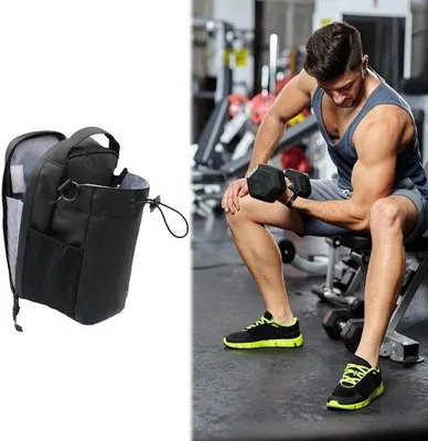 Immagine prodotto di Borsa a tracolla imbottita per borraccia - Sacco termico per borraccia con scomparto per il telefono - Dotata di manico e tracolla - Borsa da palestra, da viaggio e da escursione - Borsa unisex - Ampia capienza - Elegante borsa da viaggio e da escursione - Le