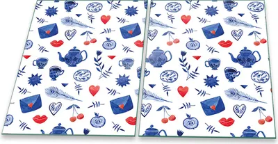 Produktbild von Herdabdeckplatten Glaskeramikkochfeld Spritzschutz Universal 2teilig 2x40x52 Abstrakt Blau