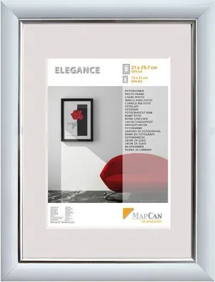 Produktbild von Kunststoff Bilderrahmen Elegance weiß-metallic-silber, 30 x 40 cm