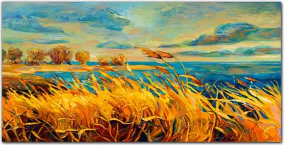 Produktbild von Coloray Bild aus Leinwand 140x70 Leinwand Dekoration - Feld Himmel Meer