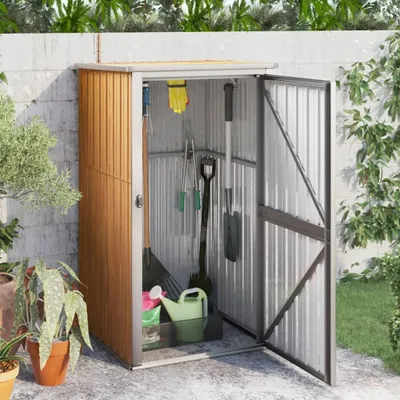 Produktbild von Möbel Gerätehaus Braun 88x89x161 cm Verzinkter Stahl - Geräteschuppen &28756