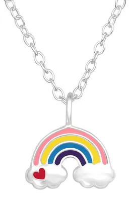 Produktbild von Kette Kinder Silber 925: Mädchen Halskette mit Anhänger Regenbogen (Rainbow)