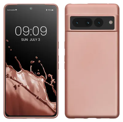 Produktbild von kwmobile Handyhülle für Google Pixel 7 Pro Hülle - Silikon Case metallisch schimmernd - Schutzhülle Cover - Metallic Rosegold