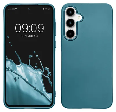 Produktbild von kwmobile Handyhülle für Samsung Galaxy A55 5G Hülle - Silikon Case metallisch schimmernd - Schutzhülle Cover - Metallic Karibikblau